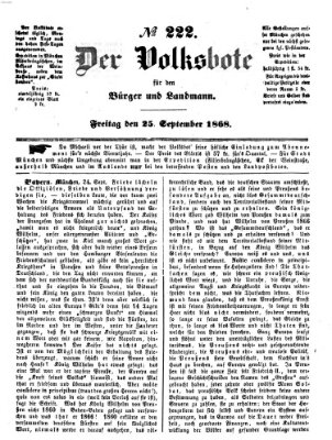 Der Volksbote für den Bürger und Landmann Freitag 25. September 1868