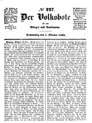 Der Volksbote für den Bürger und Landmann Donnerstag 1. Oktober 1868