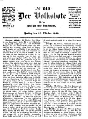 Der Volksbote für den Bürger und Landmann Freitag 16. Oktober 1868