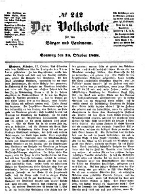 Der Volksbote für den Bürger und Landmann Sonntag 18. Oktober 1868