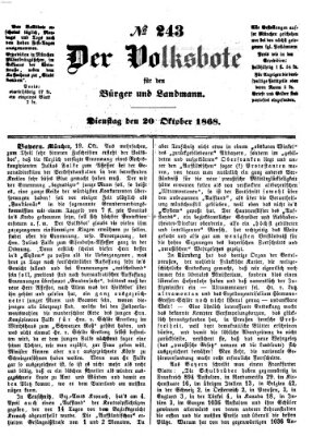 Der Volksbote für den Bürger und Landmann Dienstag 20. Oktober 1868