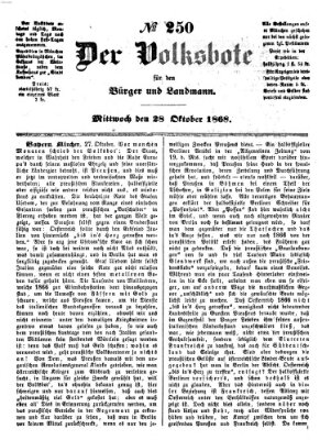 Der Volksbote für den Bürger und Landmann Mittwoch 28. Oktober 1868