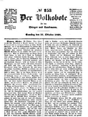 Der Volksbote für den Bürger und Landmann Samstag 31. Oktober 1868