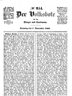 Der Volksbote für den Bürger und Landmann Sonntag 1. November 1868