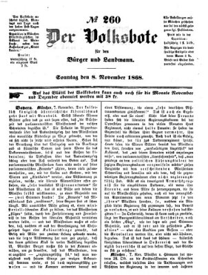 Der Volksbote für den Bürger und Landmann Sonntag 8. November 1868