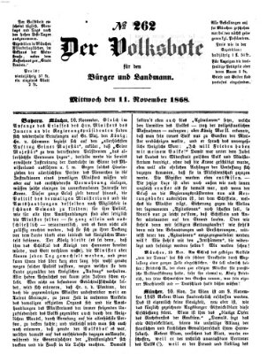 Der Volksbote für den Bürger und Landmann Mittwoch 11. November 1868