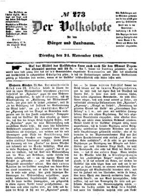 Der Volksbote für den Bürger und Landmann Dienstag 24. November 1868