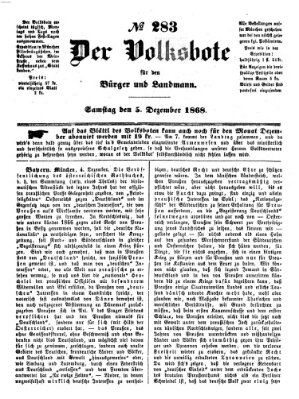 Der Volksbote für den Bürger und Landmann Samstag 5. Dezember 1868