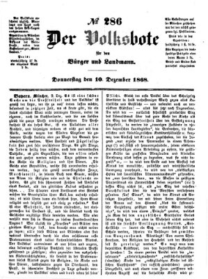 Der Volksbote für den Bürger und Landmann Donnerstag 10. Dezember 1868