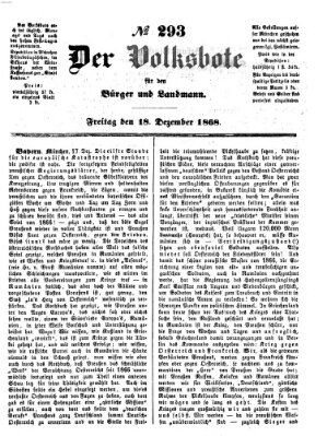 Der Volksbote für den Bürger und Landmann Freitag 18. Dezember 1868