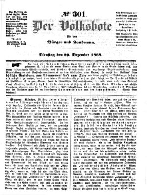 Der Volksbote für den Bürger und Landmann Dienstag 29. Dezember 1868