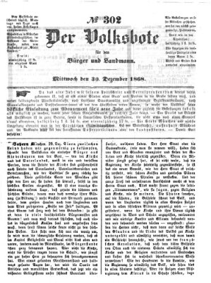 Der Volksbote für den Bürger und Landmann Mittwoch 30. Dezember 1868