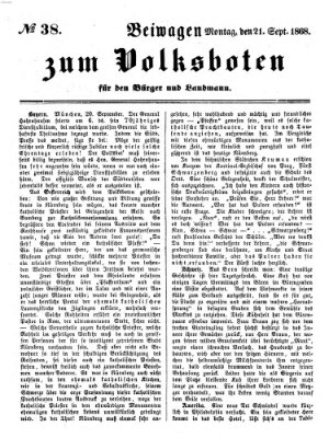 Der Volksbote für den Bürger und Landmann Montag 21. September 1868