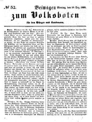 Der Volksbote für den Bürger und Landmann Montag 28. Dezember 1868