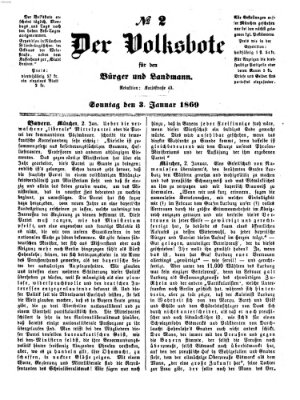 Der Volksbote für den Bürger und Landmann Sonntag 3. Januar 1869