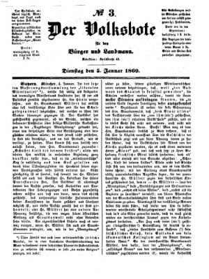 Der Volksbote für den Bürger und Landmann Dienstag 5. Januar 1869