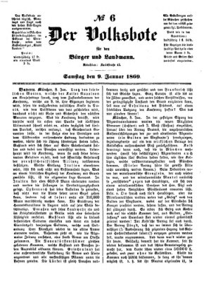 Der Volksbote für den Bürger und Landmann Samstag 9. Januar 1869