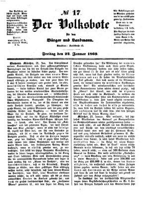 Der Volksbote für den Bürger und Landmann Freitag 22. Januar 1869