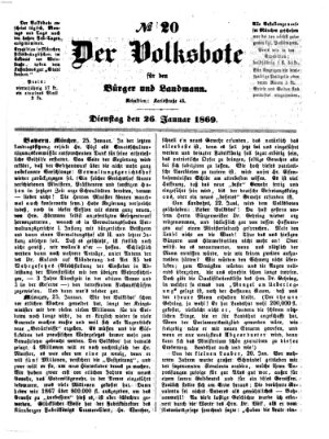 Der Volksbote für den Bürger und Landmann Dienstag 26. Januar 1869