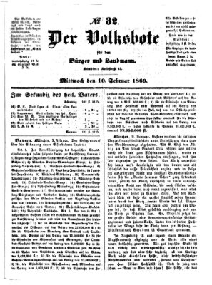 Der Volksbote für den Bürger und Landmann Mittwoch 10. Februar 1869