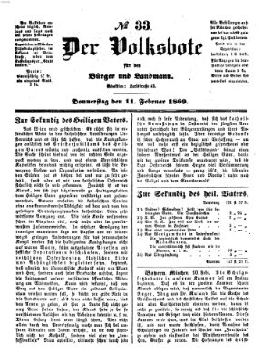 Der Volksbote für den Bürger und Landmann Donnerstag 11. Februar 1869