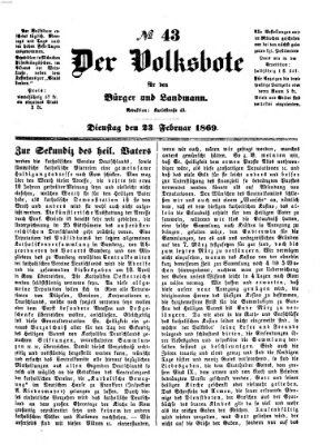 Der Volksbote für den Bürger und Landmann Dienstag 23. Februar 1869