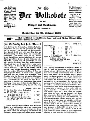 Der Volksbote für den Bürger und Landmann Donnerstag 25. Februar 1869