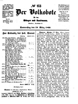 Der Volksbote für den Bürger und Landmann Donnerstag 18. März 1869