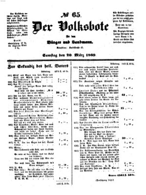 Der Volksbote für den Bürger und Landmann Samstag 20. März 1869