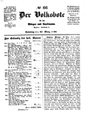 Der Volksbote für den Bürger und Landmann Sonntag 21. März 1869