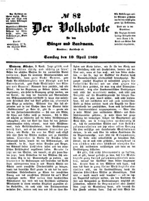 Der Volksbote für den Bürger und Landmann Samstag 10. April 1869