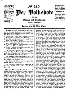 Der Volksbote für den Bürger und Landmann Freitag 21. Mai 1869