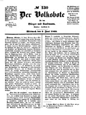 Der Volksbote für den Bürger und Landmann Mittwoch 9. Juni 1869