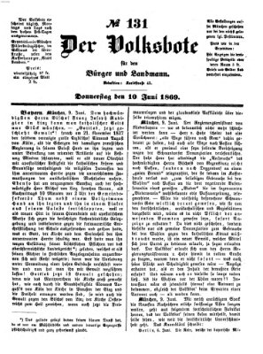 Der Volksbote für den Bürger und Landmann Donnerstag 10. Juni 1869