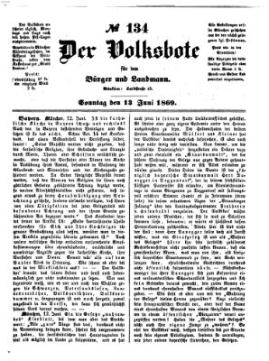 Der Volksbote für den Bürger und Landmann Sonntag 13. Juni 1869