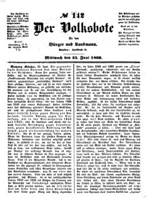 Der Volksbote für den Bürger und Landmann Mittwoch 23. Juni 1869