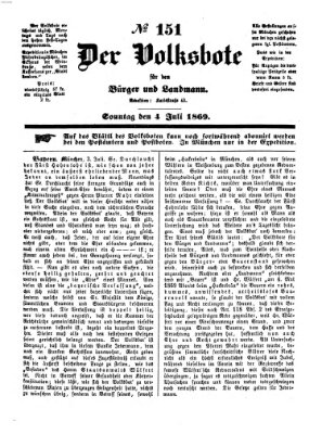 Der Volksbote für den Bürger und Landmann Sonntag 4. Juli 1869