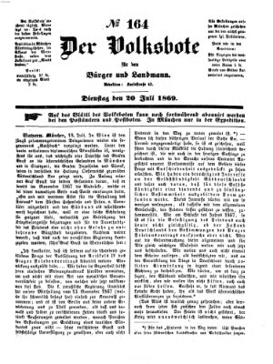 Der Volksbote für den Bürger und Landmann Dienstag 20. Juli 1869