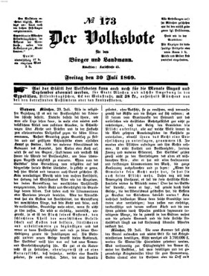 Der Volksbote für den Bürger und Landmann Freitag 30. Juli 1869