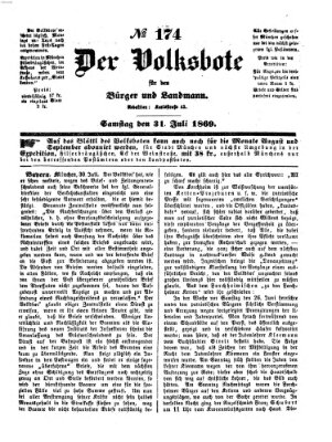 Der Volksbote für den Bürger und Landmann Samstag 31. Juli 1869