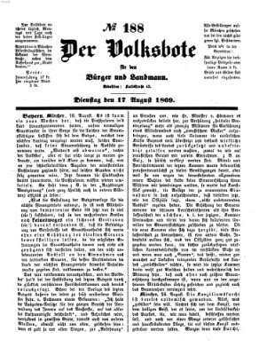 Der Volksbote für den Bürger und Landmann Dienstag 17. August 1869