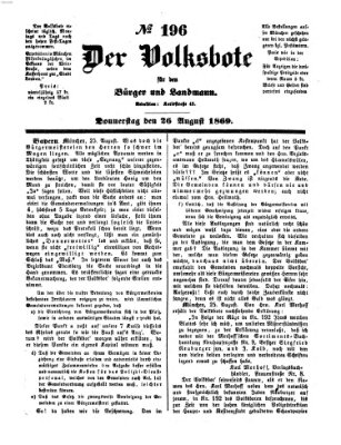 Der Volksbote für den Bürger und Landmann Donnerstag 26. August 1869