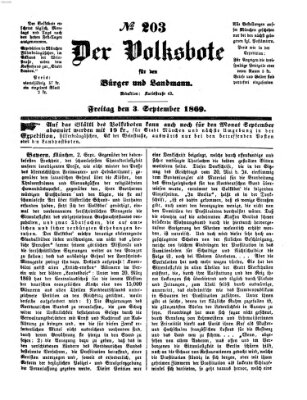 Der Volksbote für den Bürger und Landmann Freitag 3. September 1869