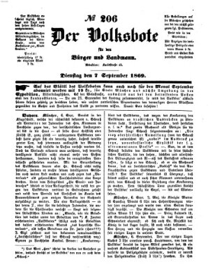 Der Volksbote für den Bürger und Landmann Dienstag 7. September 1869