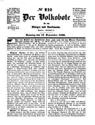 Der Volksbote für den Bürger und Landmann Sonntag 12. September 1869