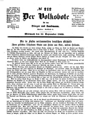 Der Volksbote für den Bürger und Landmann Mittwoch 15. September 1869