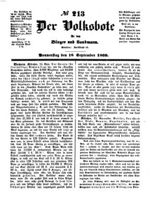 Der Volksbote für den Bürger und Landmann Donnerstag 16. September 1869