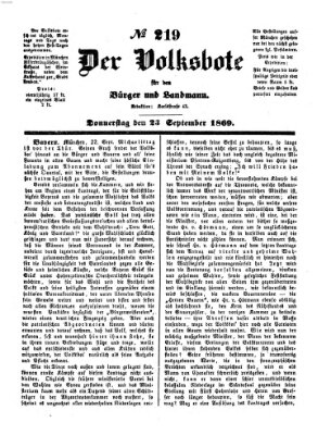 Der Volksbote für den Bürger und Landmann Donnerstag 23. September 1869