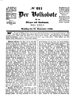 Der Volksbote für den Bürger und Landmann Samstag 25. September 1869