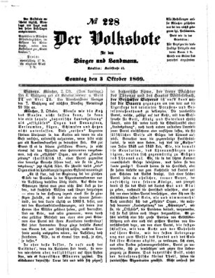 Der Volksbote für den Bürger und Landmann Sonntag 3. Oktober 1869